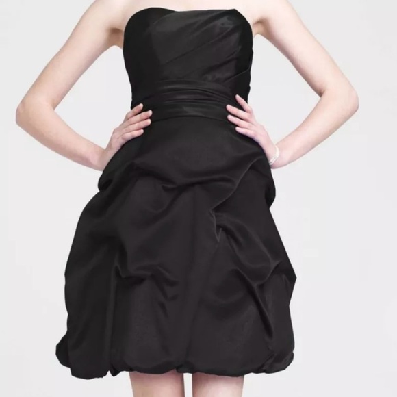 PRETTY MAID black strapless semi-formal gown/dressa with ruffles details - Picture 1 of 8